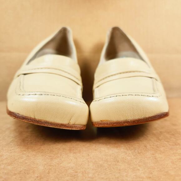 Via Spigia Square Toe Loafer Med Block Heel Butter Yellow Leather Women’s SZ 8 - Picture 6 of 13